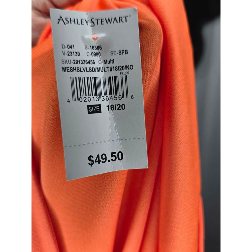 Ashley Stewart Orange & White Mesh Tunic Top Women’s Plus Size 18/20 - Picture 5 of 5